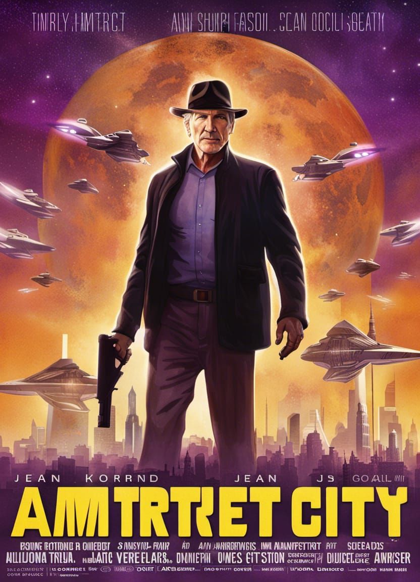 Sci-Fi Noir Film Poster of Amethyst City