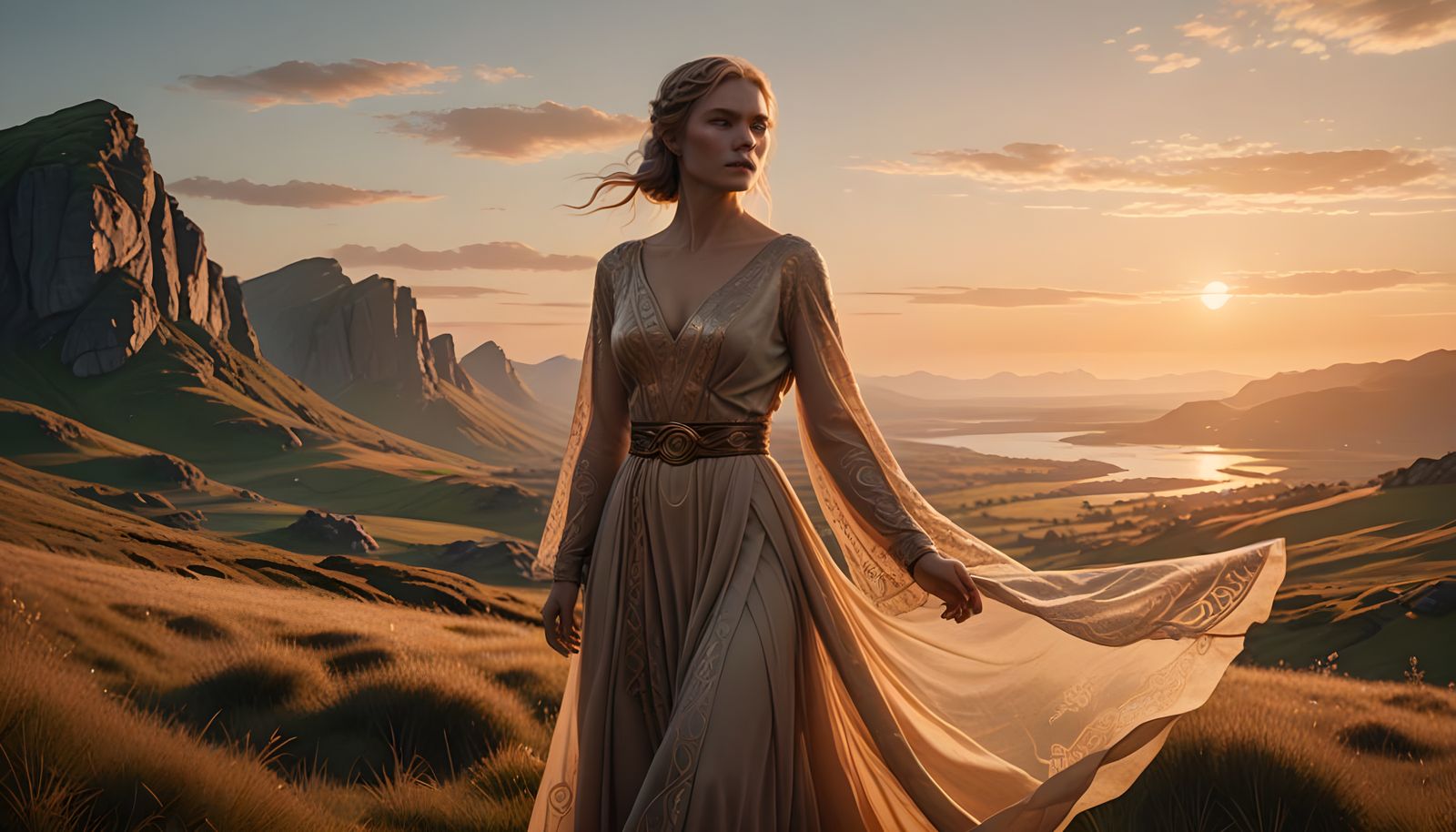 Seductive Nordic Goddess in Twilight Elegance