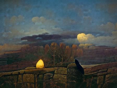 Romantic Twilight Moor Landscape Painting