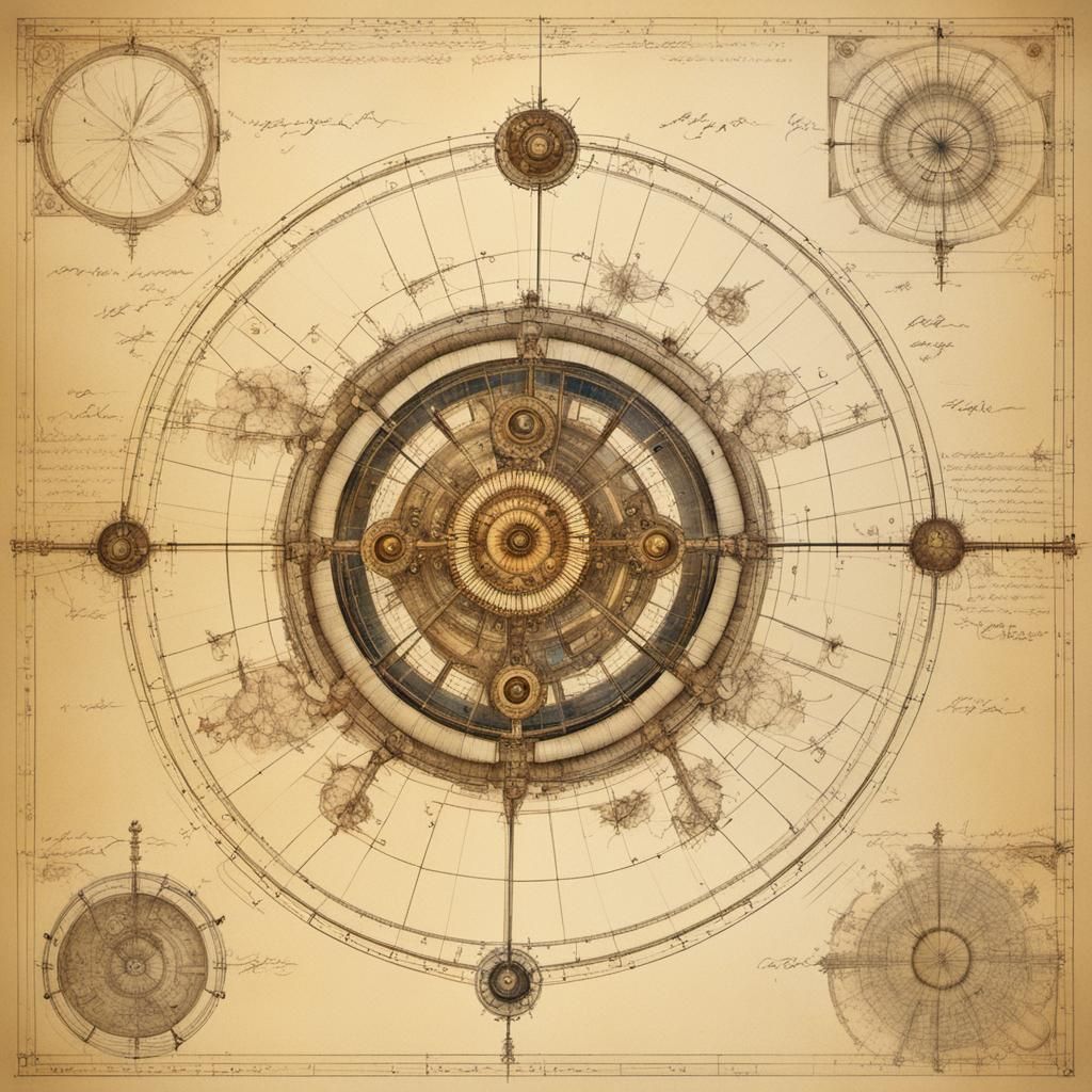 Da Vinci-esque Mechanical Drawings with Fractal Elements