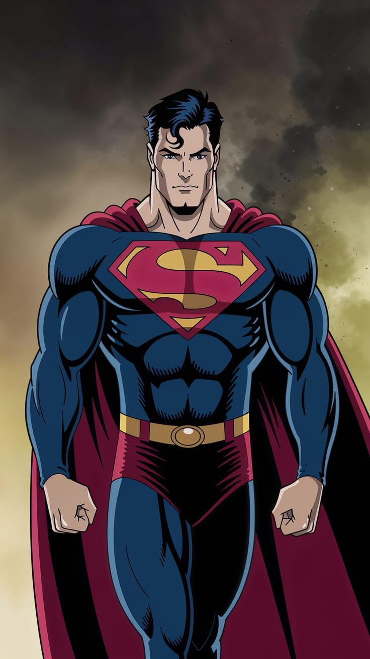 Superman in Dark Comic Art Style