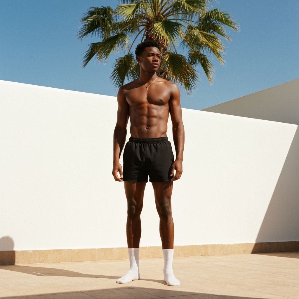 Cinematic Portrait of Athletic Afro Man in Mediterranean Sun...