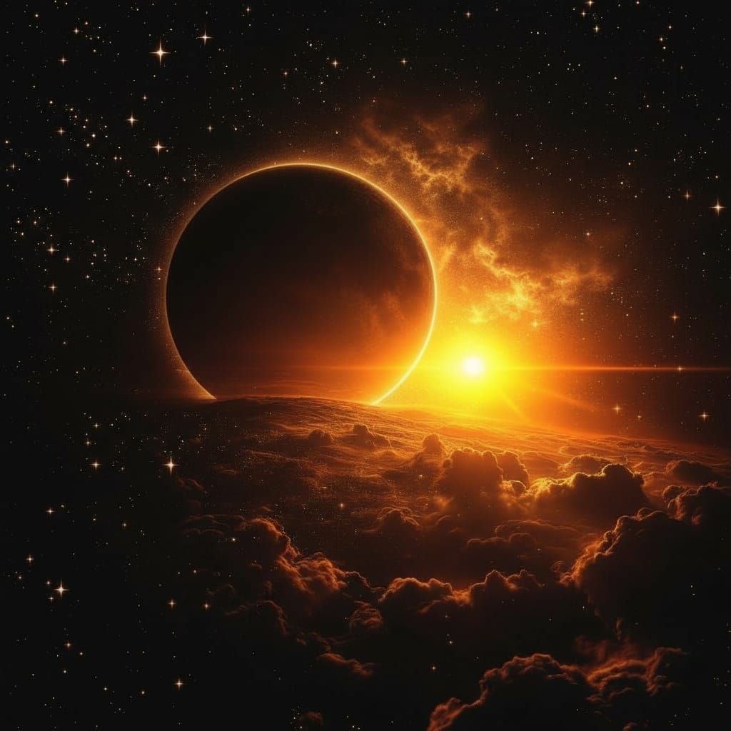 Moon Passes Sun, Stars Twinkle: View from Space