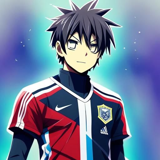 Anime Soccer Player Celebrates Goal