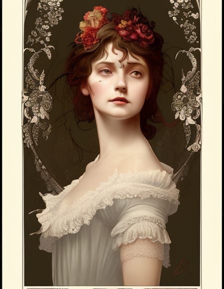 Victorian Lady Portrait in Hyperdetailed Digital Art