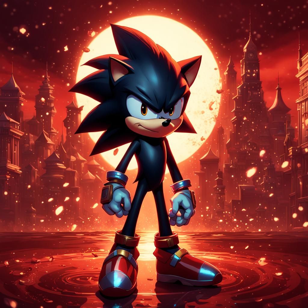 Shadow the Hedgehog in a Magical Red Night