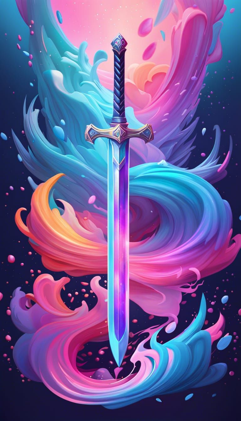 Magic Sword with Stormy Vibes in 3D Vector Art
