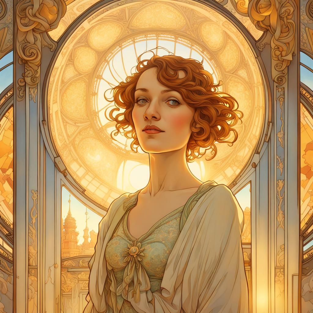 Slumberland Palace with Woman in Art Nouveau Style