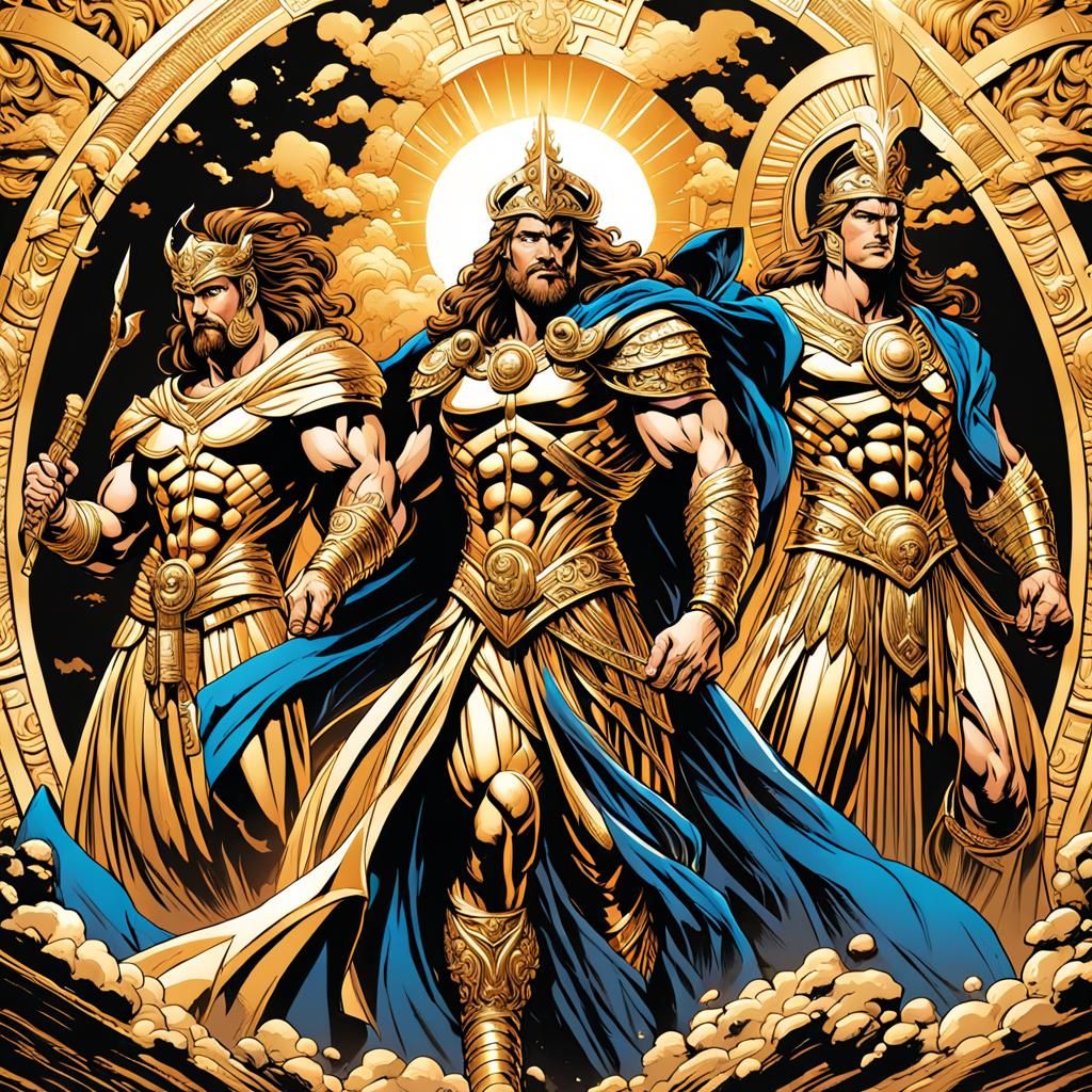Olympian Gods in Comic Book Art Style