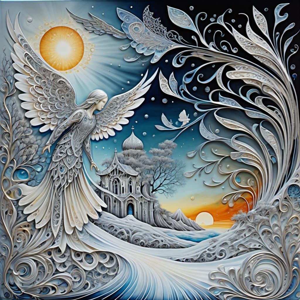 Realistic Metaphysical Painting in a Cyberpunk Aesthetic