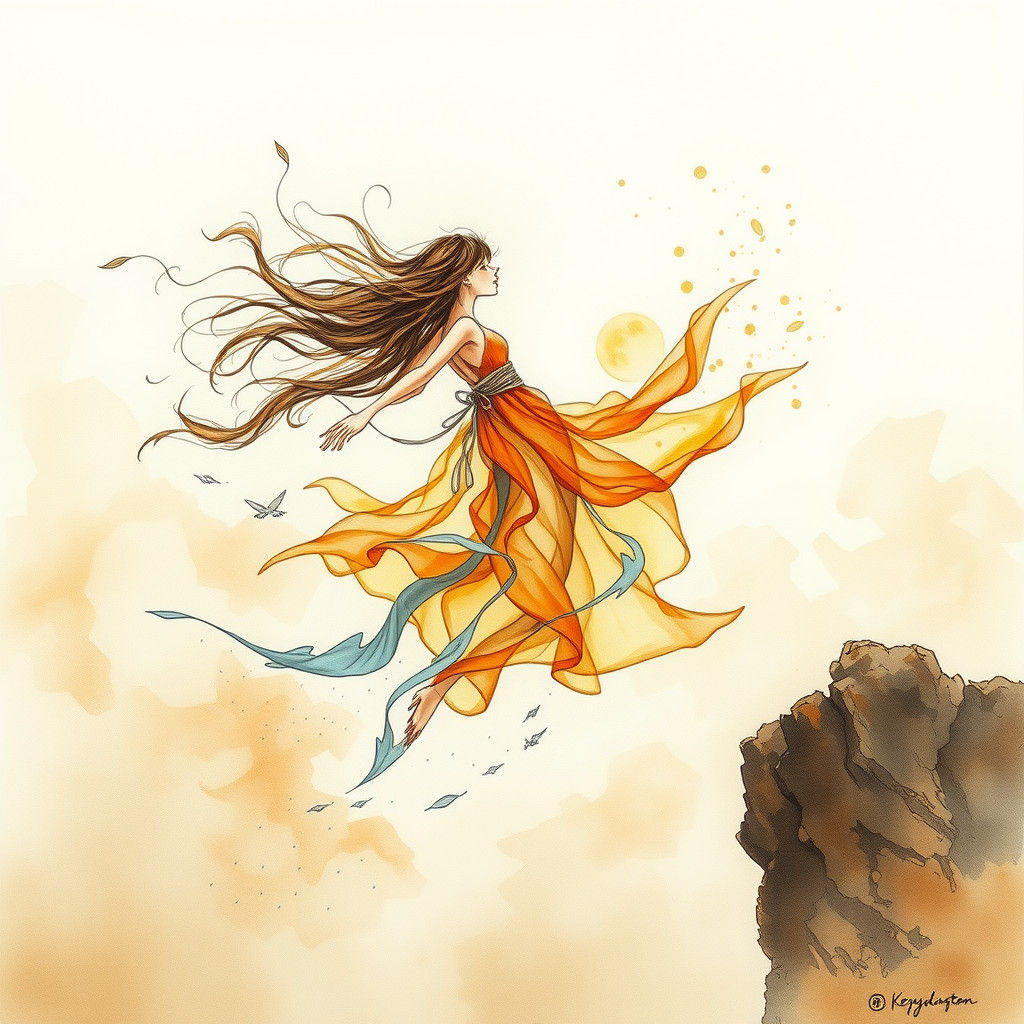 Fairy Falls from Sky Island: Charcoal and Watercolor