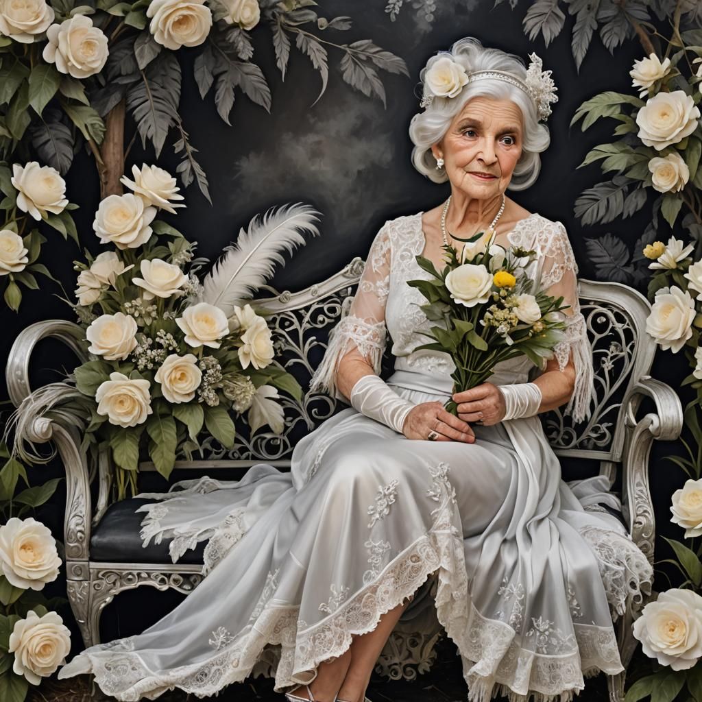 Elegant Woman in 1920s Style Garden Portrait