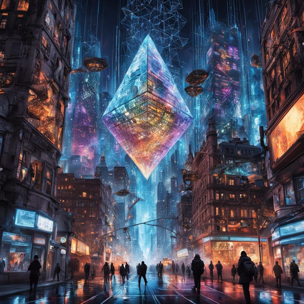 Urban Doppelganger: Luminous Geometric Sentient Being