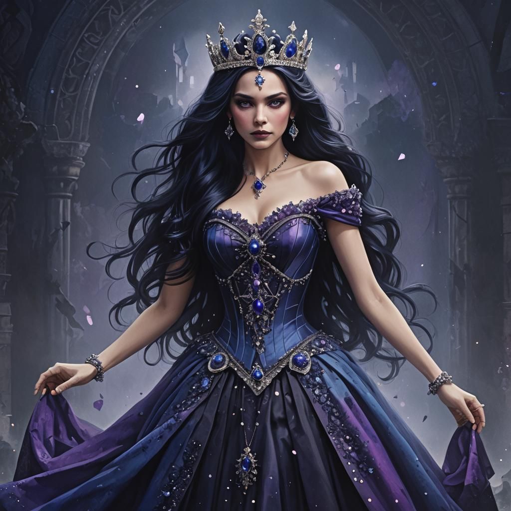 Queen with Dark Hair and Diamond Tiara