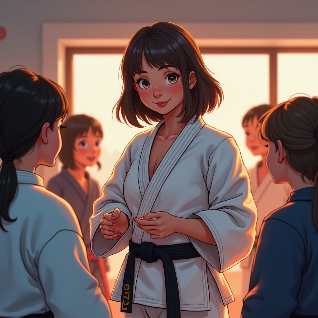 Jiu-Jitsu Instructor Leads Kids Class