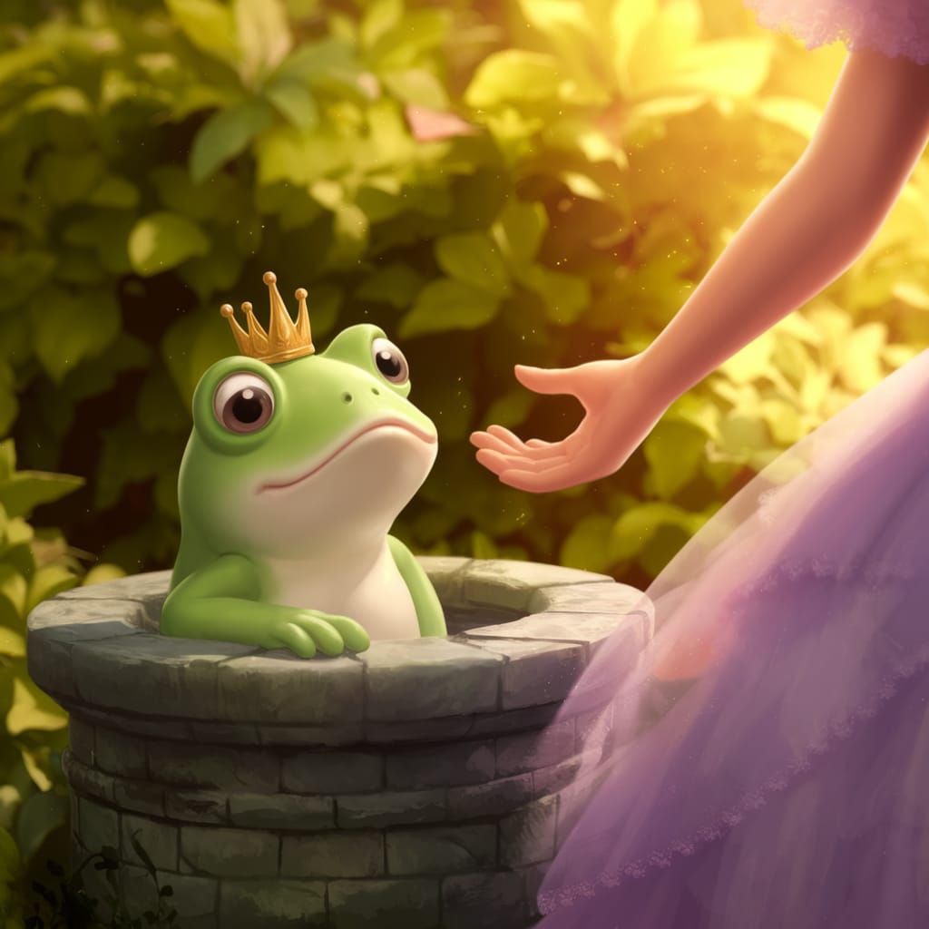 Dreamy Fantasy Portrait of Frog Prince and Princess at Ancie...