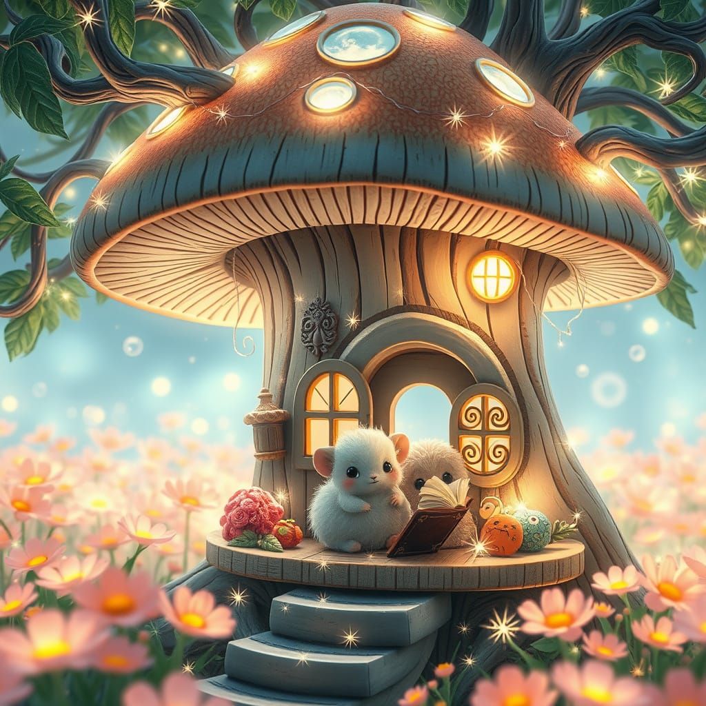 Enchanted Mushroom Treehouse in Whimsical Wonderland