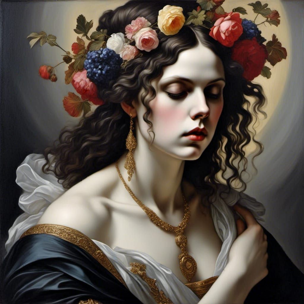 Distressed Woman in Surrealist Ethereal Style