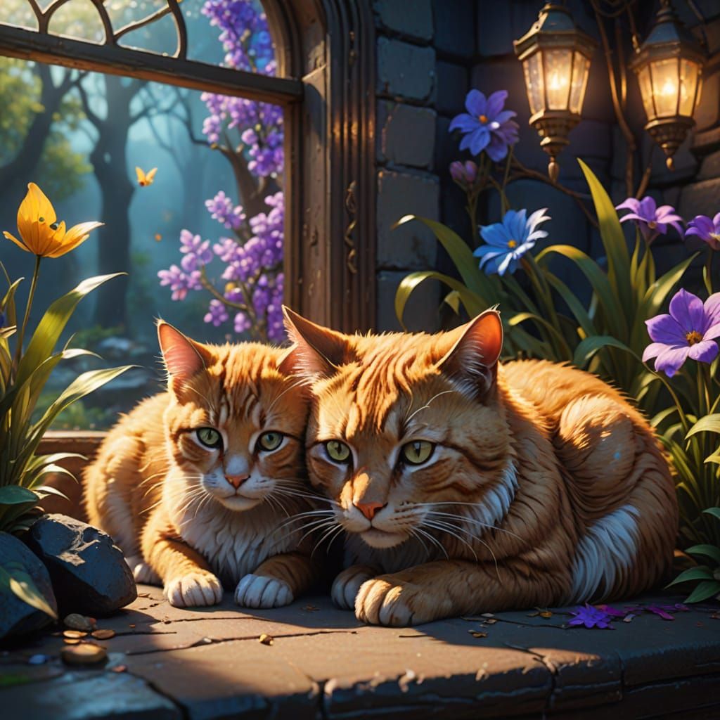 Dreamy Friends: Golden Cat and Mouse Sleep Together in Warm ...