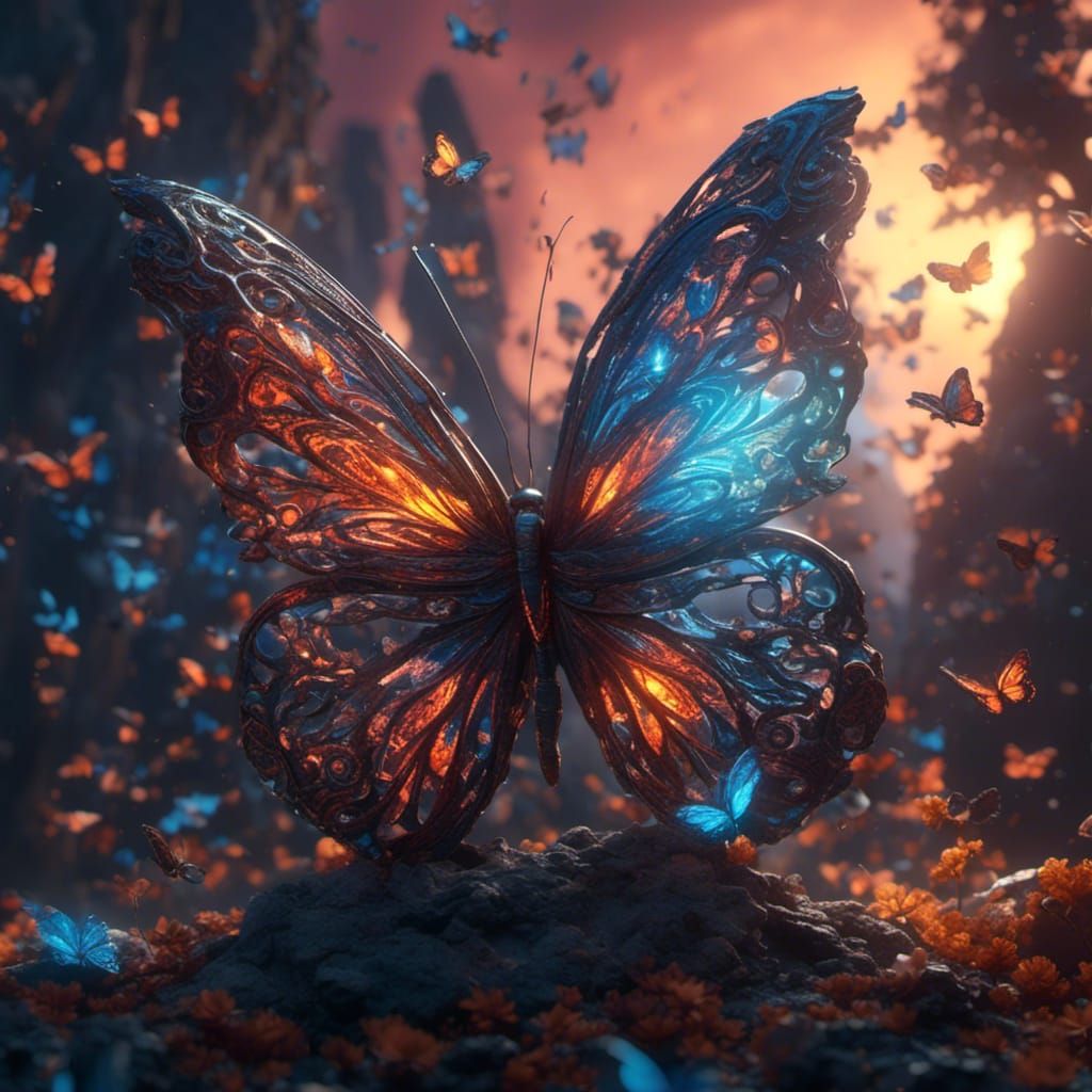 Glowing Butterfly in Detailed Digital Painting