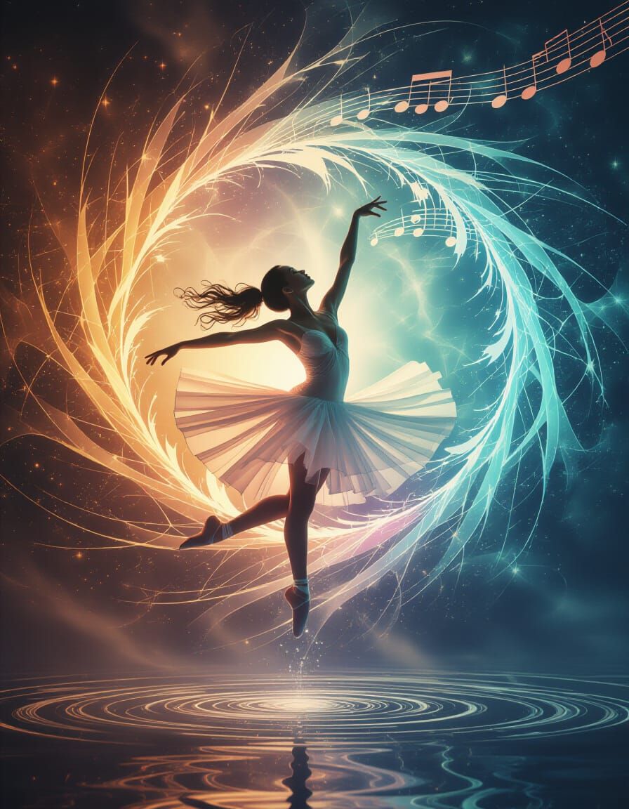 Ethereal Ballet Dancer in Electric Sunshine Vortex
