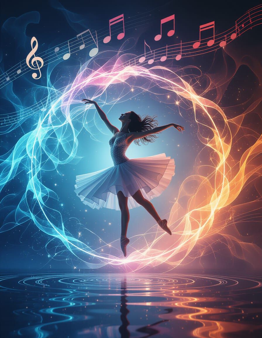 Celestial Ballet Dancer in Electric Sunshine