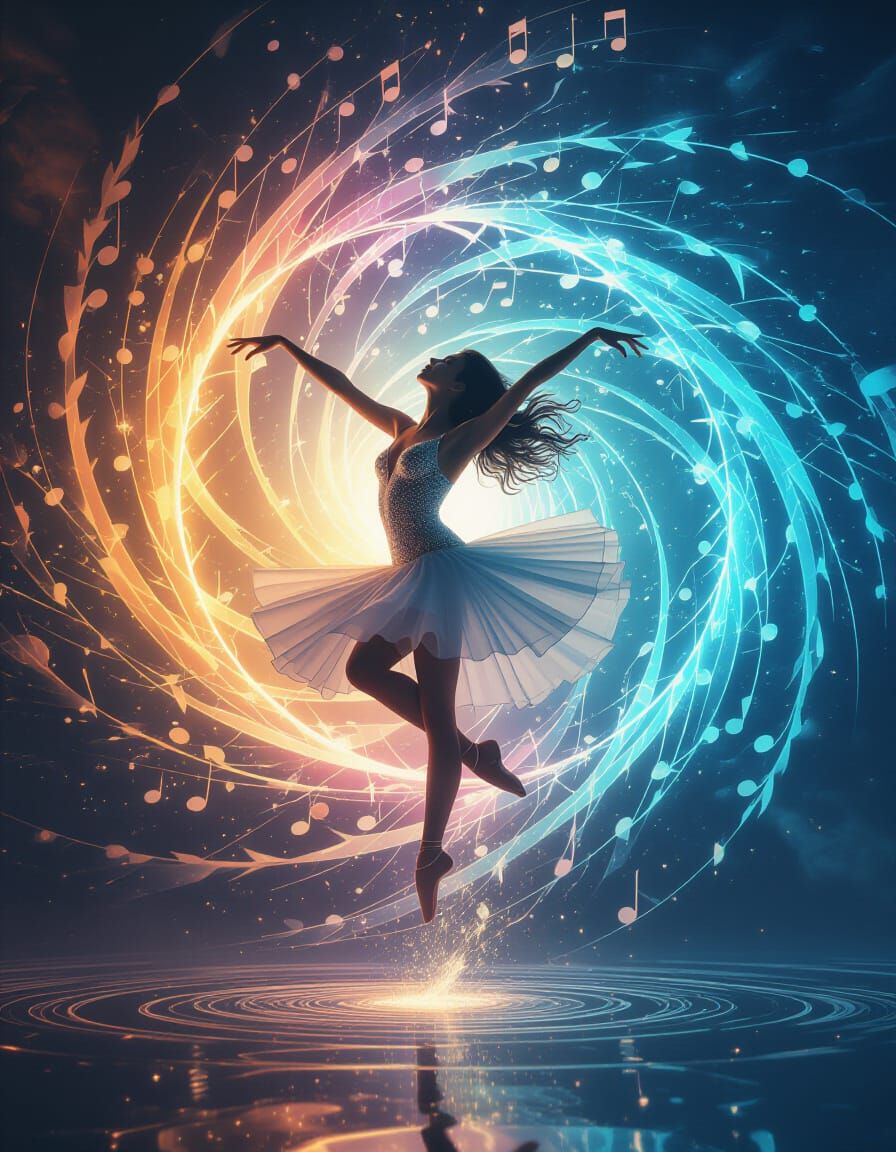 Celestial Ballet Dancer in Electric Sunshine