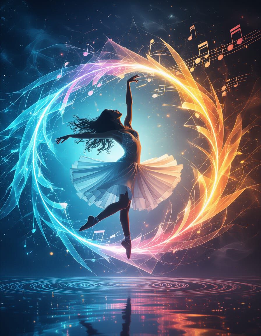 Ethereal Ballet Dancer in Electric Sunshine