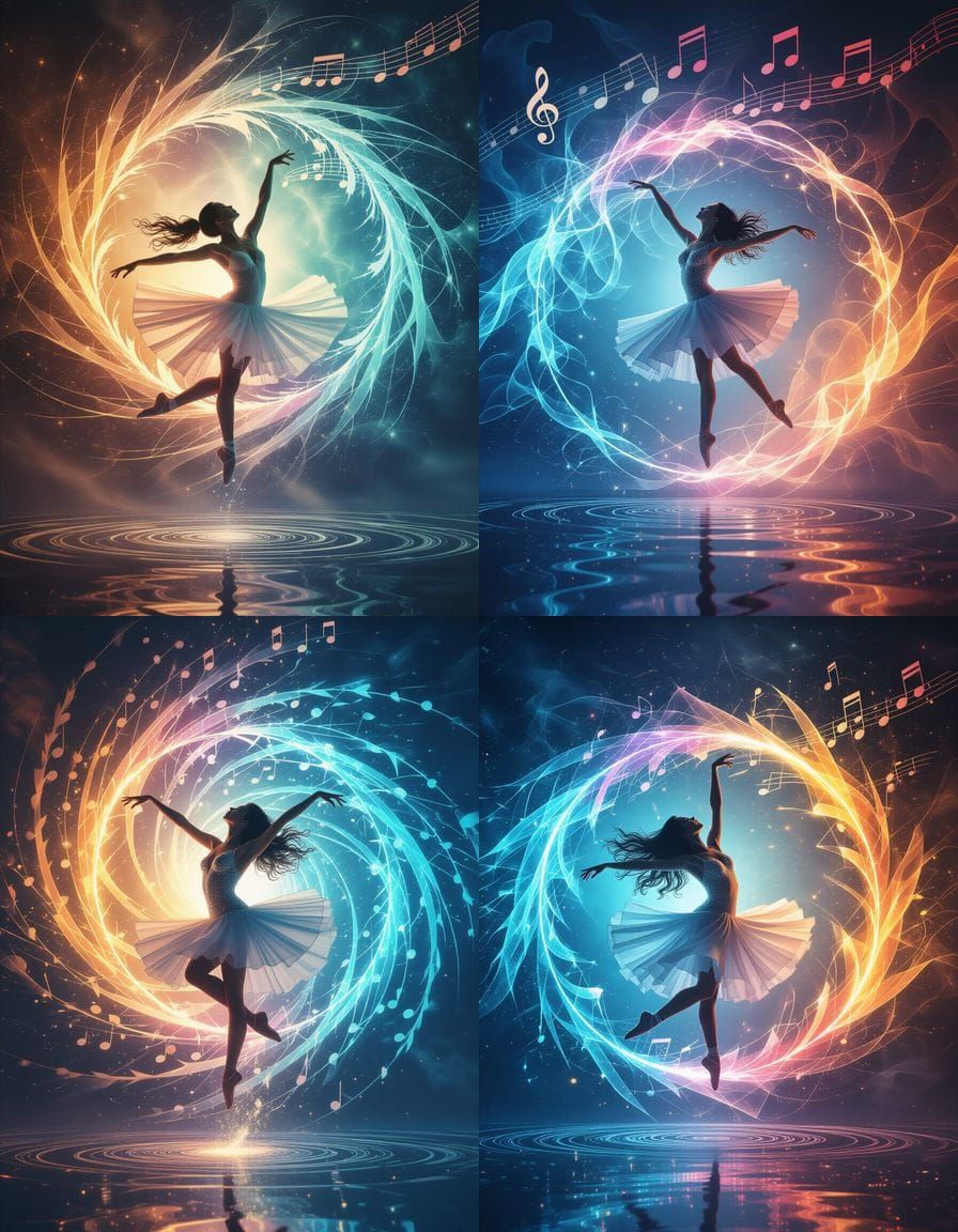 Ethereal Ballet Dancer in Electric Sunshine Vortex