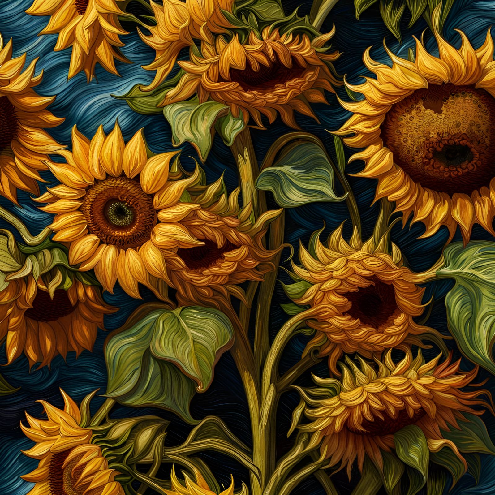 Van Gogh Sunflowers in Hyperrealistic Style