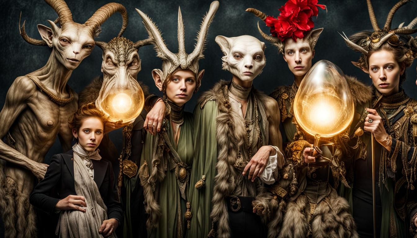 Alien Celebration in Surreal Restaurant: Hyperrealistic Art