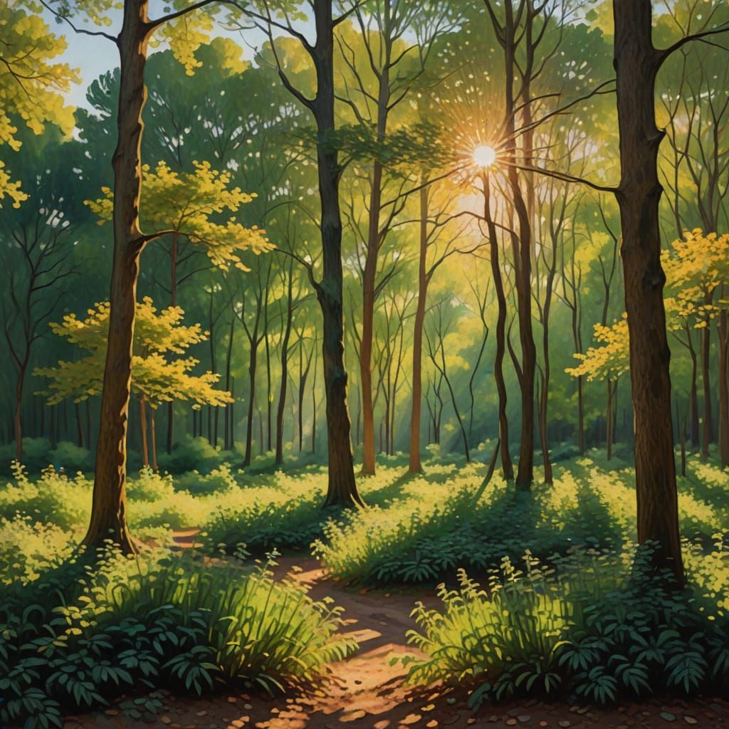 Impressionist Forest Landscape in Monet Style