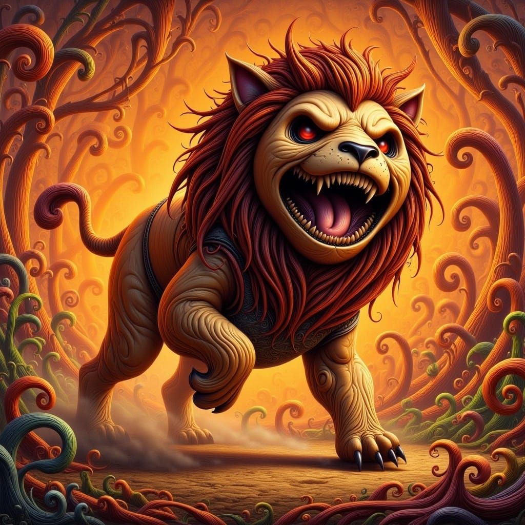 Furious Lion Charging Fiercely Towards Viewer