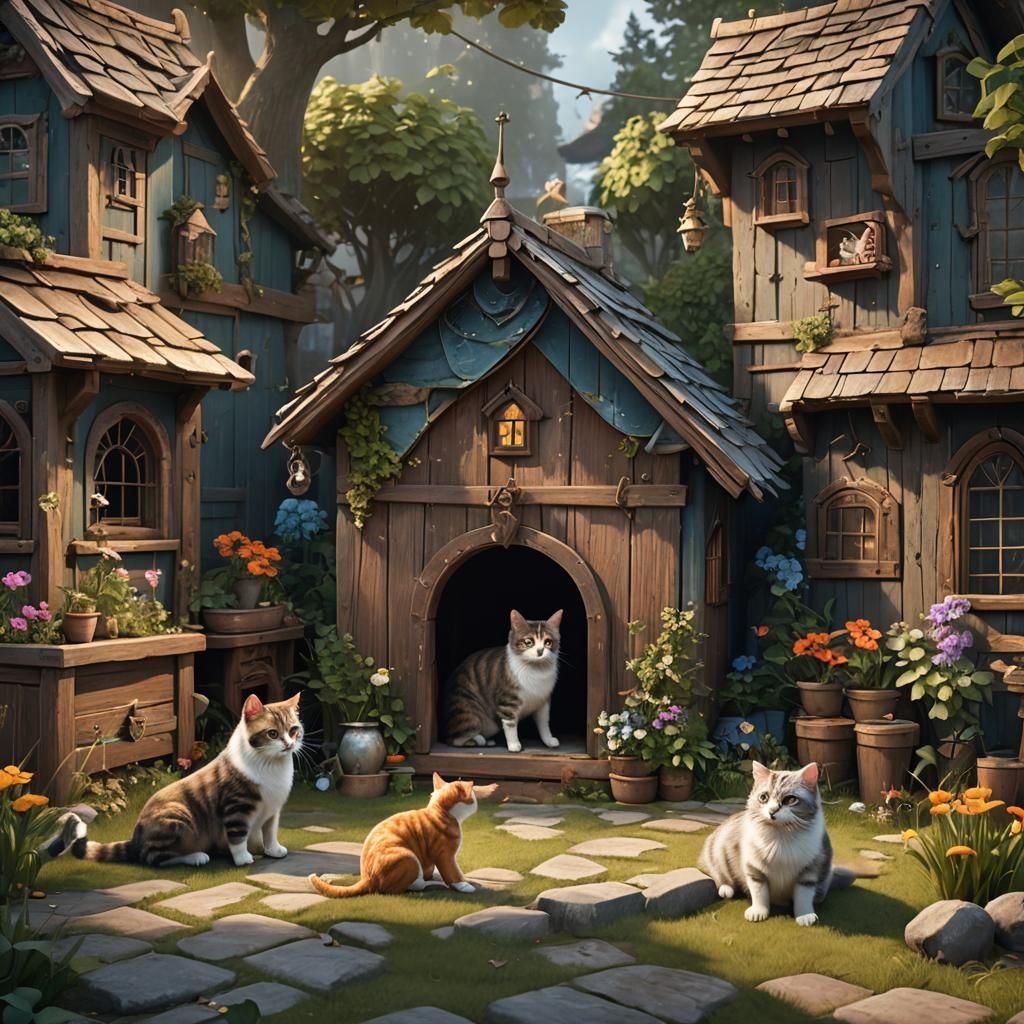 Harmonious Animal Shelter in Detailed Matte Painting