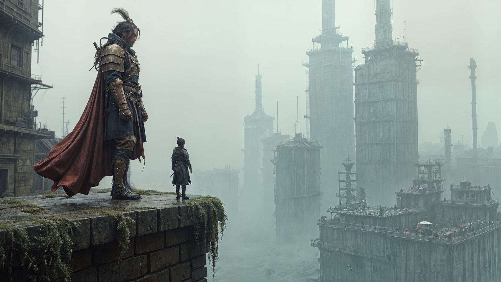 Steampunk Samurai Overlooks Dystopian Future