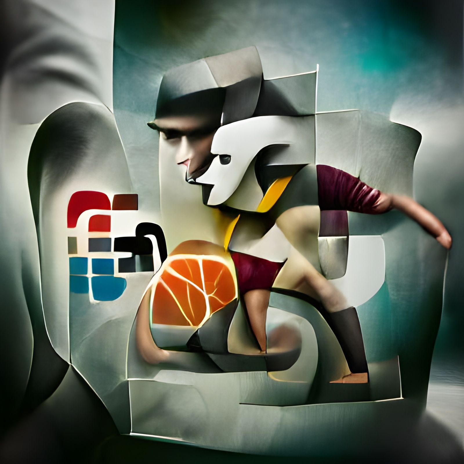 Cubist Sports Logo in Photo Illustration Style