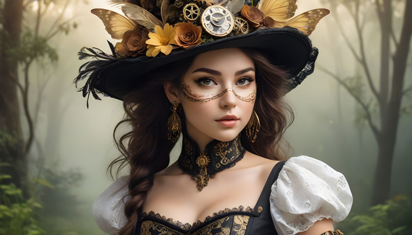 Steampunk Lady in Lace and Clockwork
