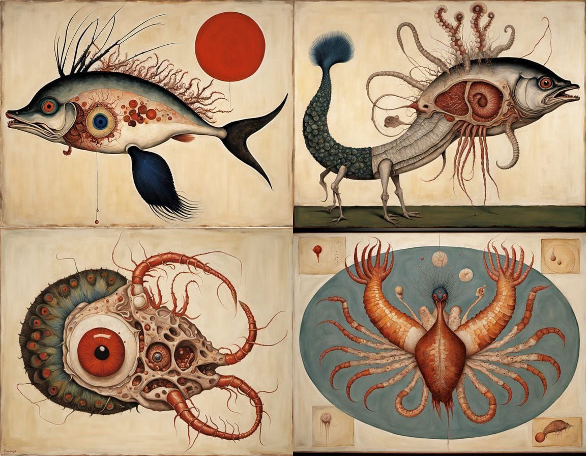 Mythical Hybrid Creature in Ukiyo-e Style