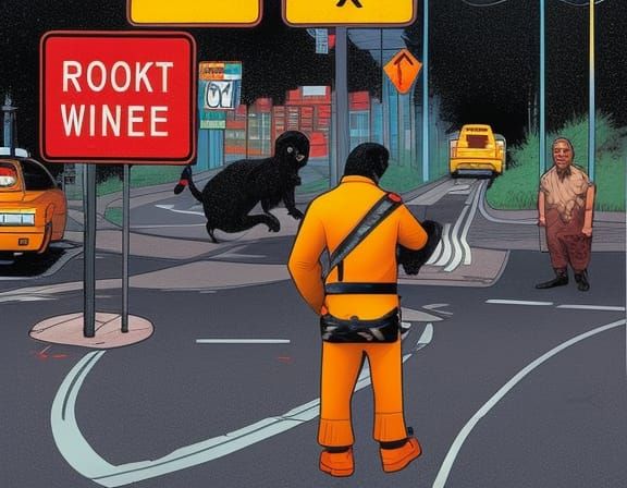 Chimpanzee Traffic Warden in Comic Book Art