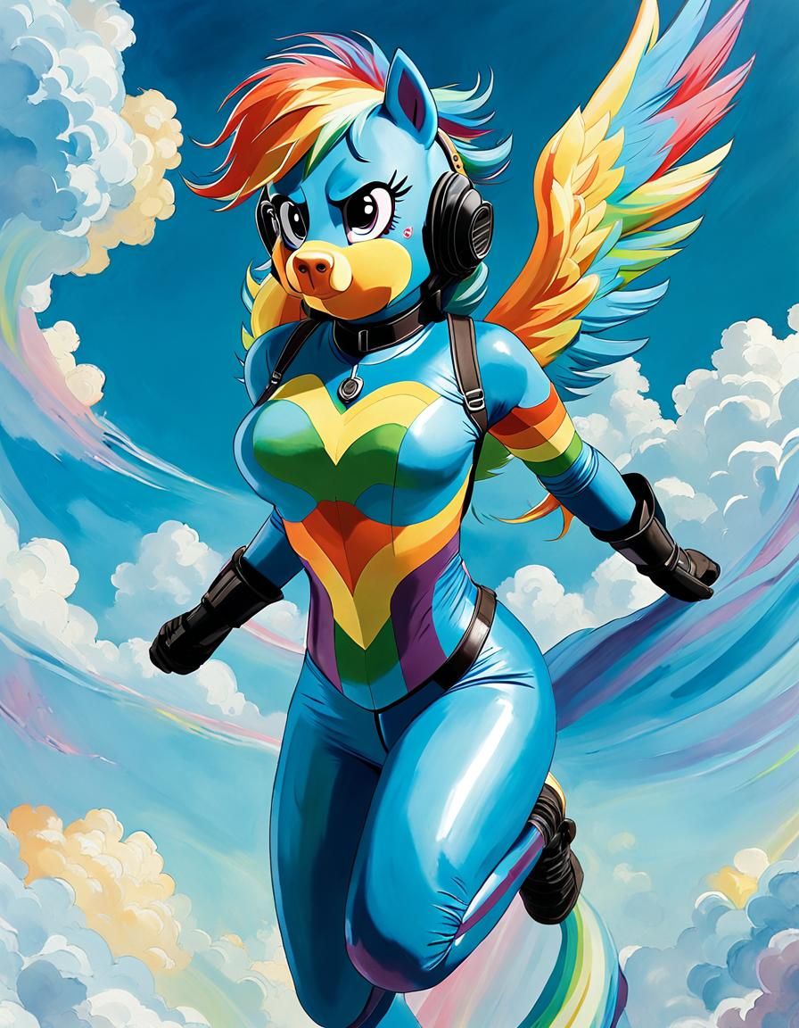 Rainbow Dash Humanoid in Gouache Style