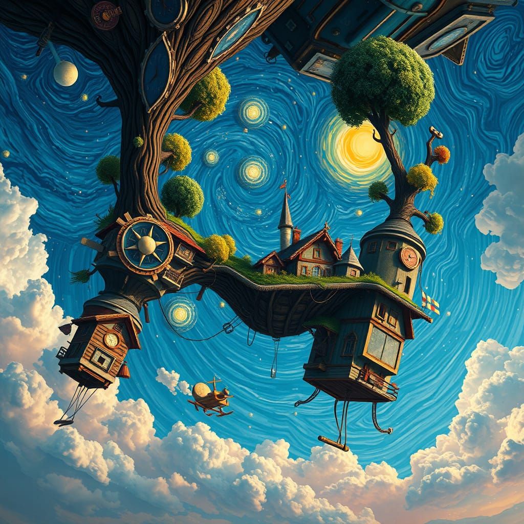 Whimsical Upside-Down Dreamscapes in Vibrant Color