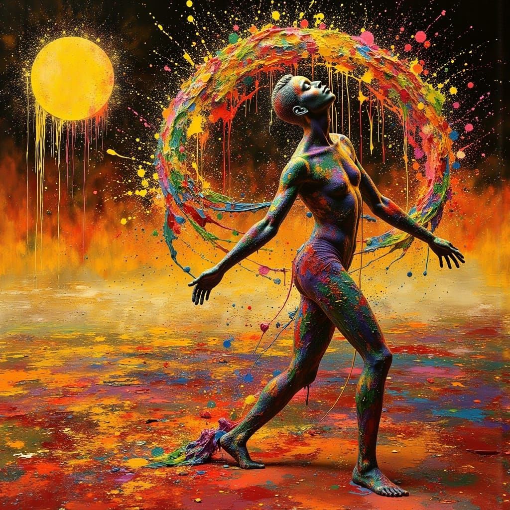 Afro-Brazilian Dance Studio in Dynamic Oil Paint Style