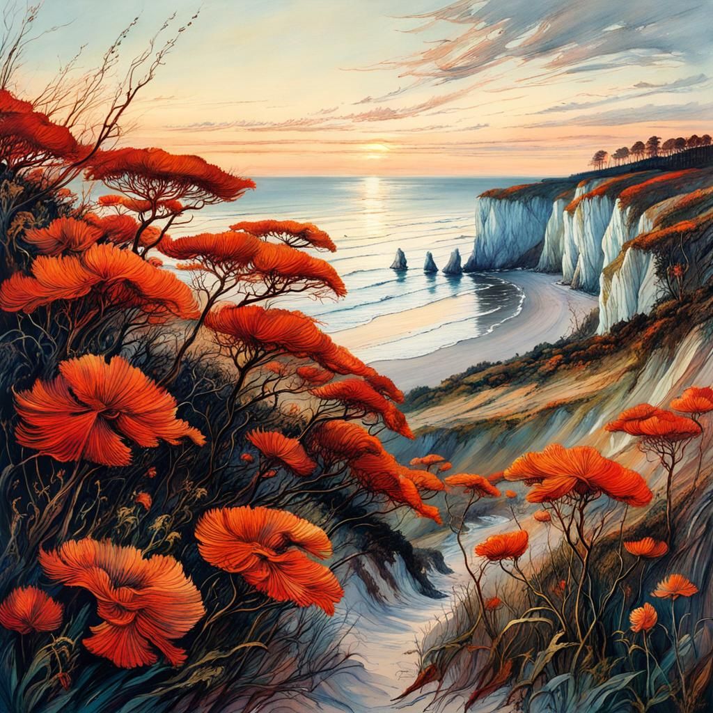 Chalk Coast of Rügen in Evening Light