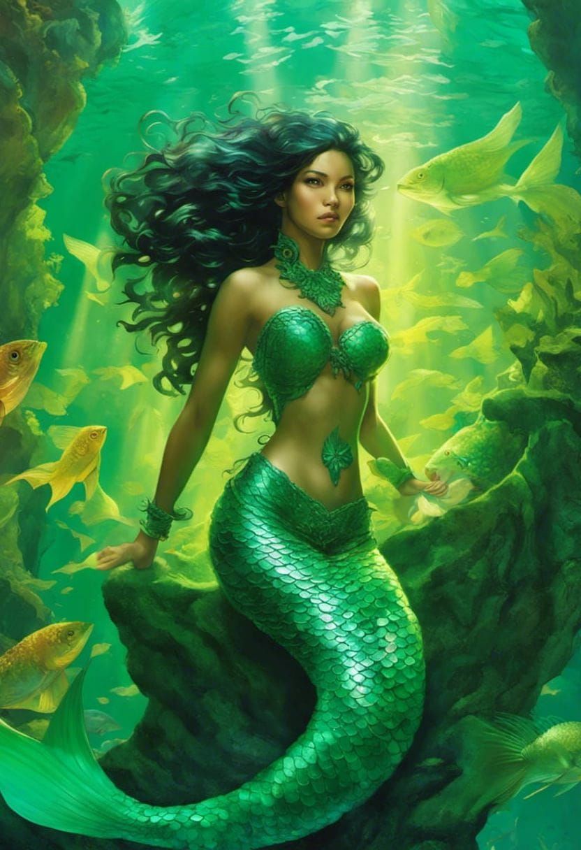 Caribbean Mermaid in Underwater Kingdom: Hyperdetailed Art