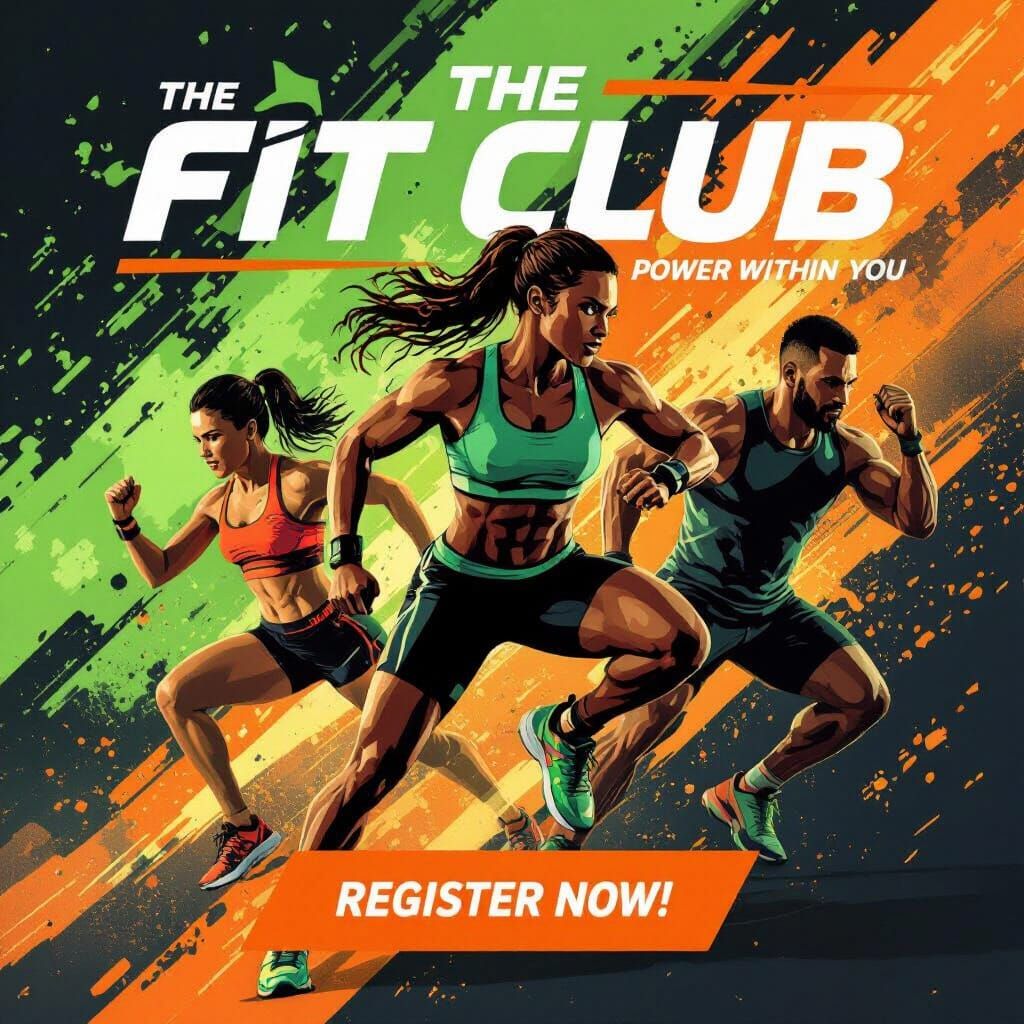 Dynamic Fit Club Banner with Energetic Athletes