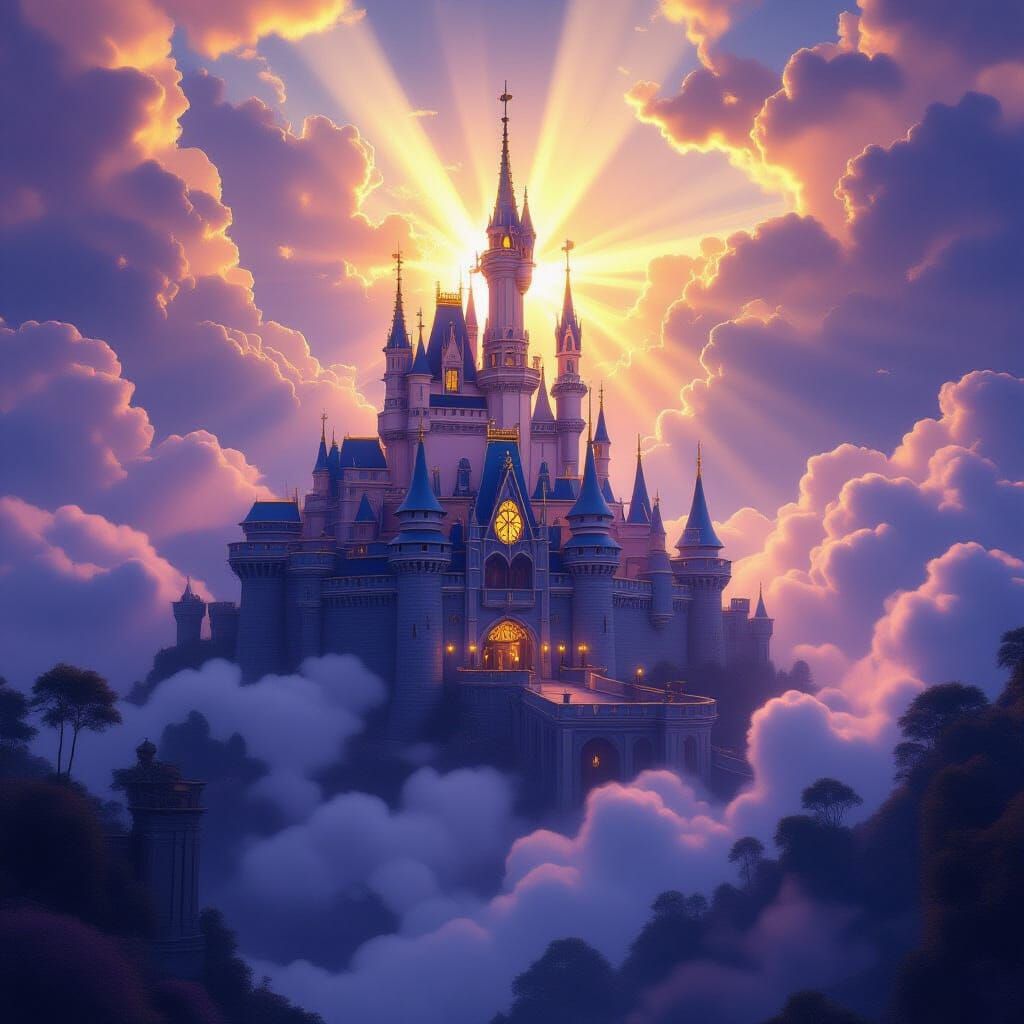 Dark Fantasy Châteaux in Clouds, 8k Masterpiece