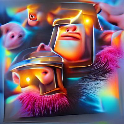 Clash Royale Elite Barbarians in Neon Airbrush Art