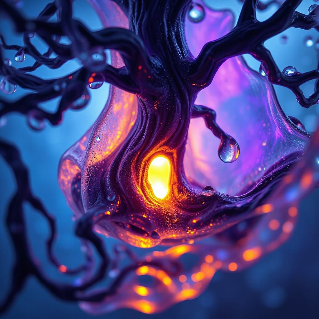 Molten Glass Treehouse: Abstract Iridescent Macro Art