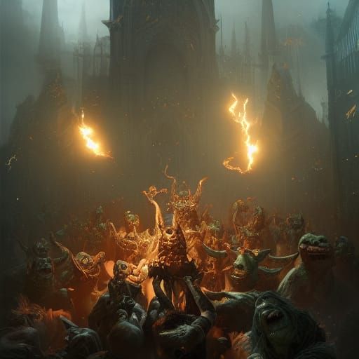 Goblins' Grand Celebration in Dark Fantasy Style