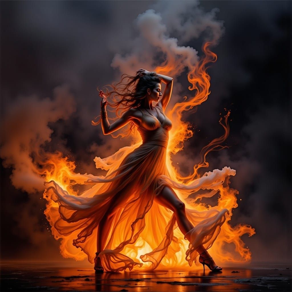 Woman Dancing in Fire